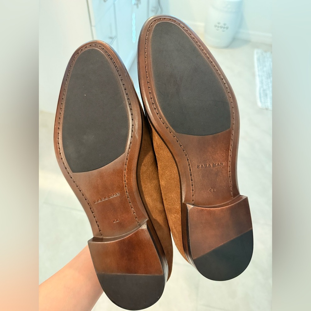 ZARA Suede  Tassel Loafers in Chestnut Brown New Size 11 - Picture 3 of 5